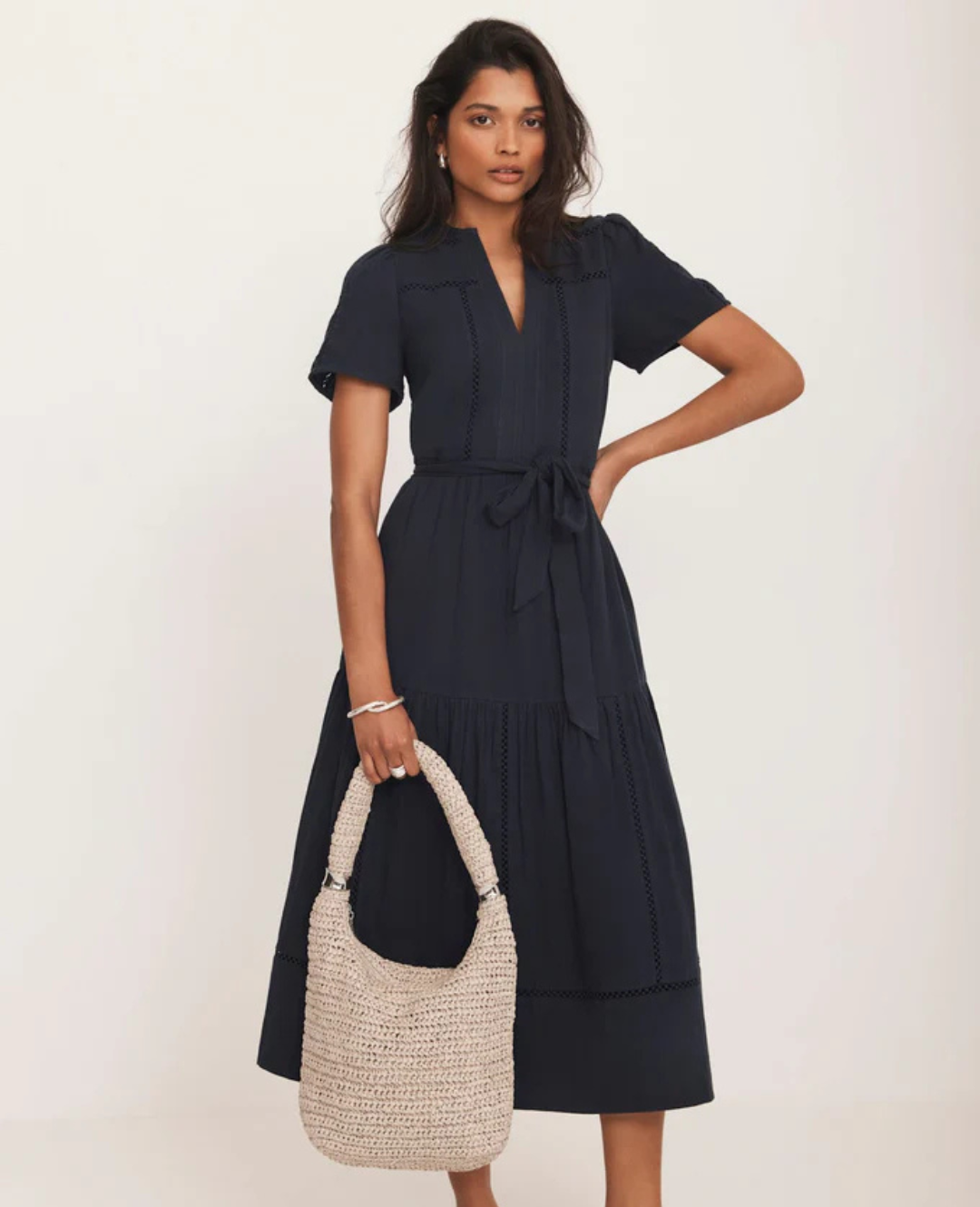 11 Mint Velvet - Navy Cotton Midi Dress - £130.00