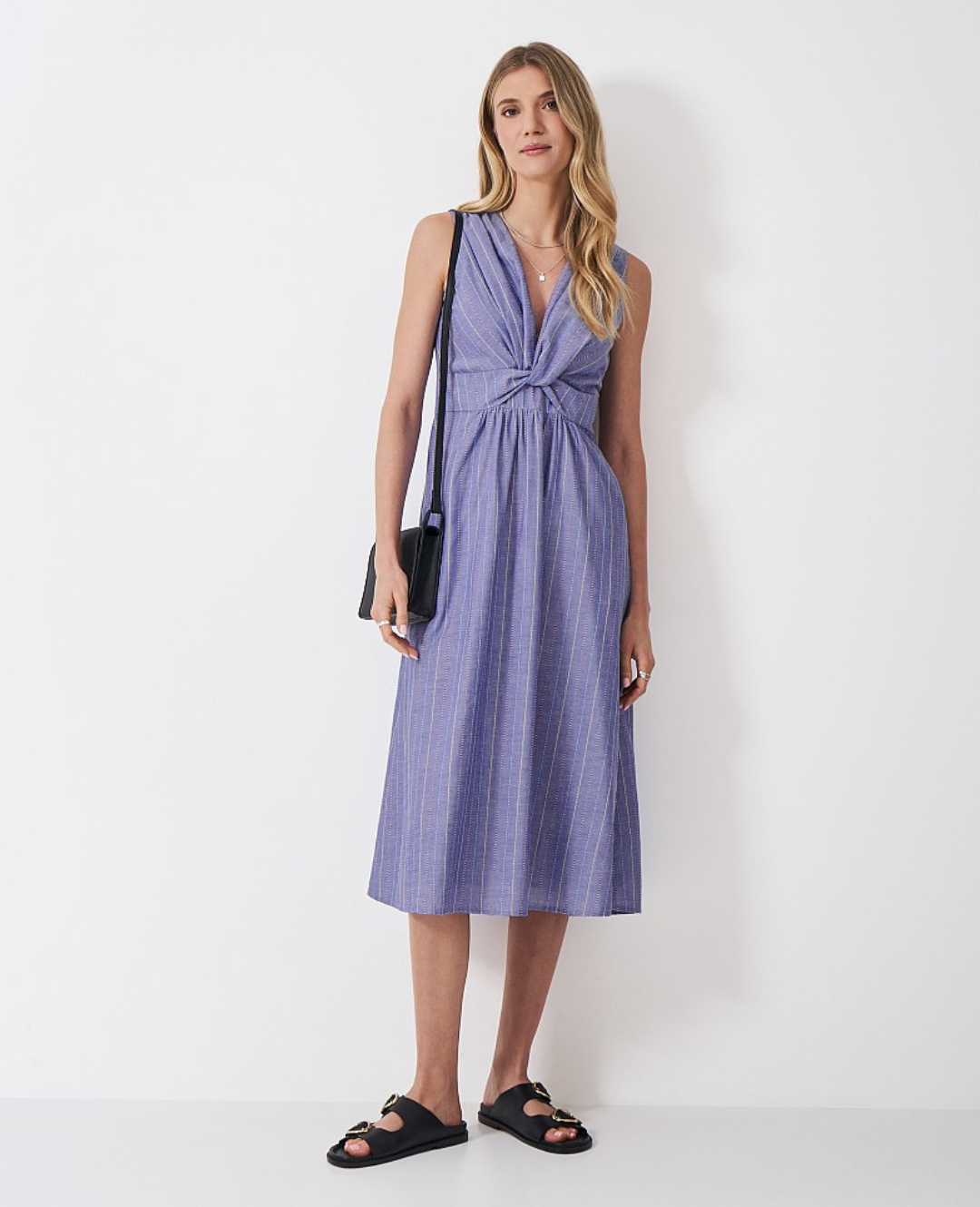 6 Crew Clothing - Alba Twist Dress in Blue and Multi - £89.00
